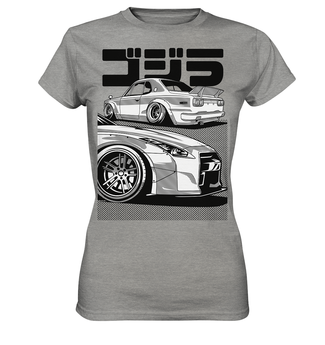 R35 GT-R vs. KPGC10 Skyline - Ladies Premium Shirt - MotoMerch.de