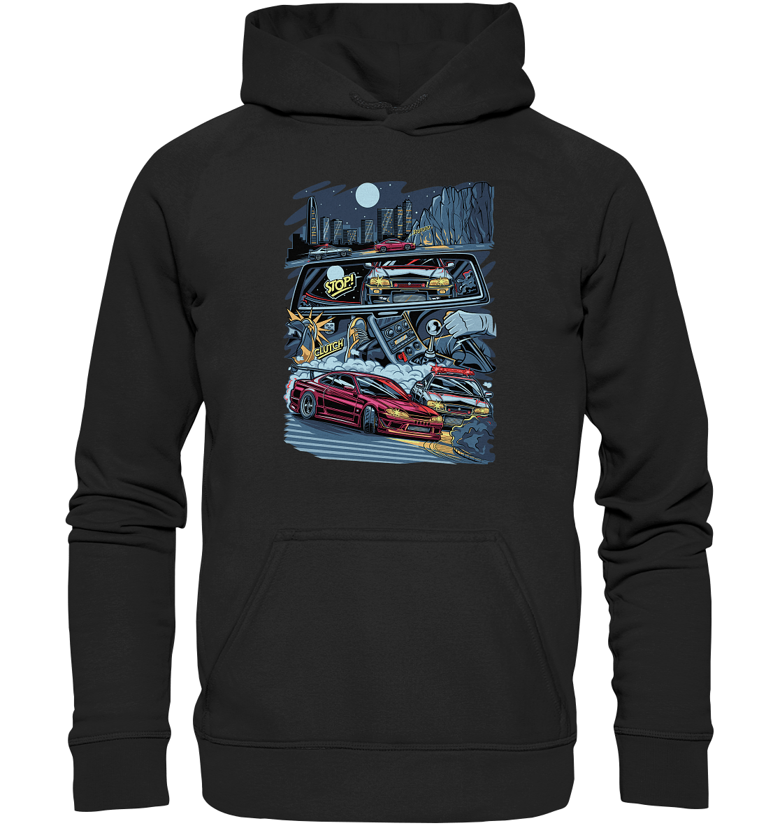 S15 vs R34 Touge Clash - Basic Unisex Hoodie XL - MotoMerch.de