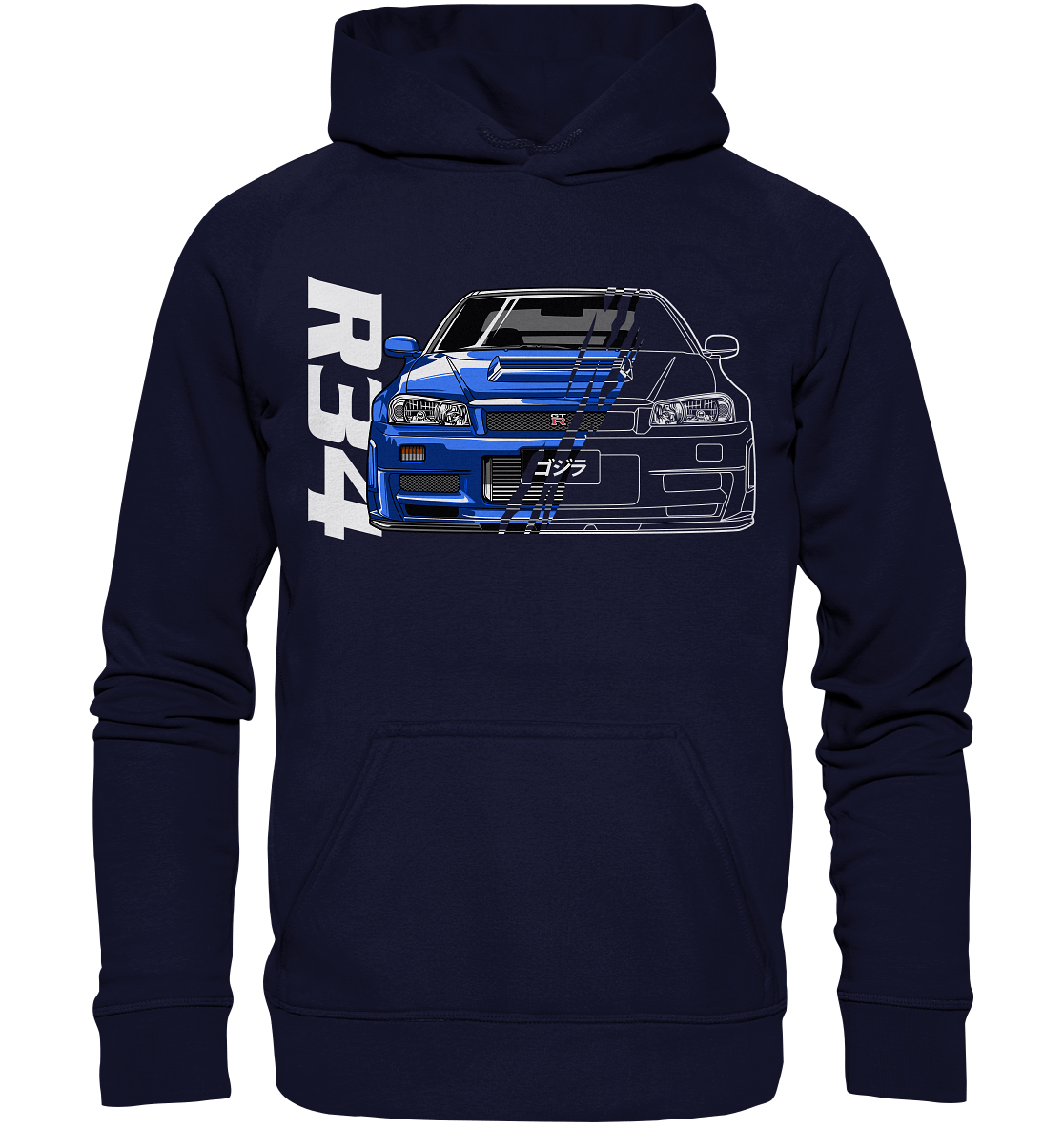 Skyline R34 GT-R Half-Cut - Basic Unisex Hoodie XL - MotoMerch.de