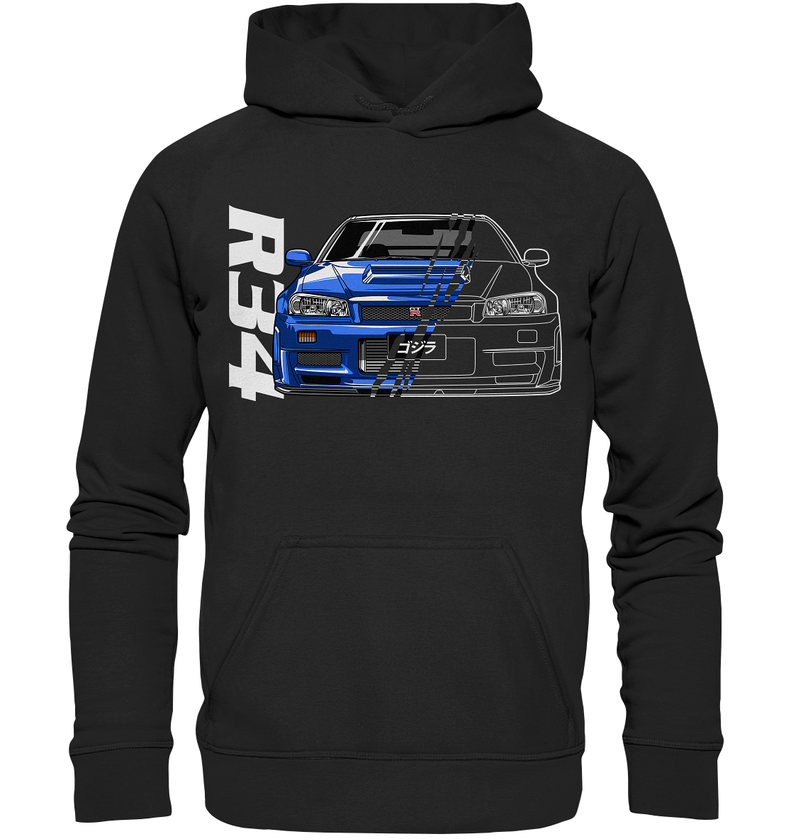 Skyline R34 GT-R Half-Cut - Basic Unisex Hoodie XL - MotoMerch.de