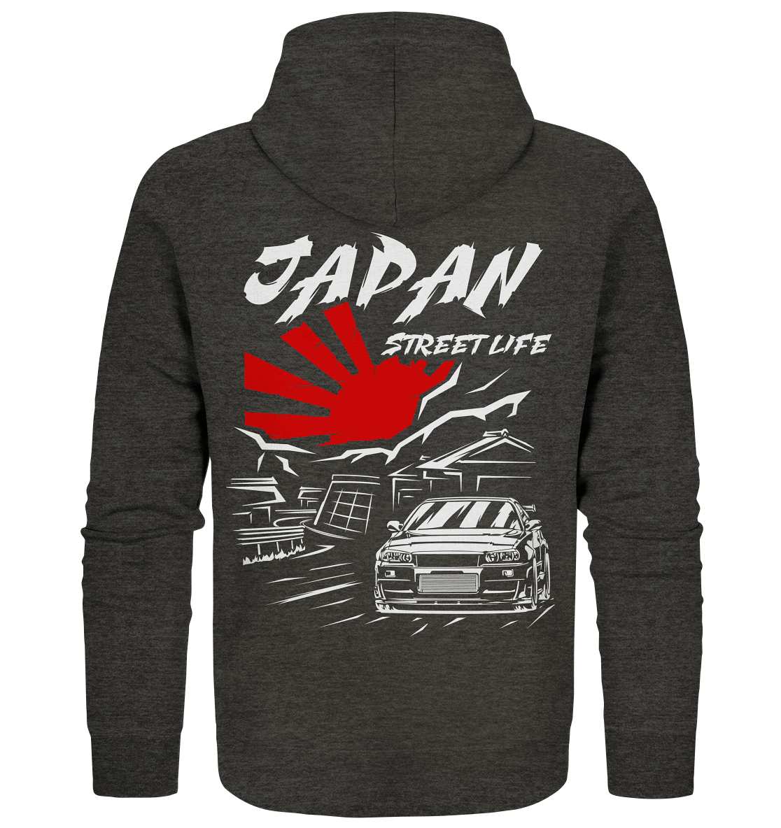 Skyline R34 - Japan Street Life - Organic Zipper - MotoMerch.de