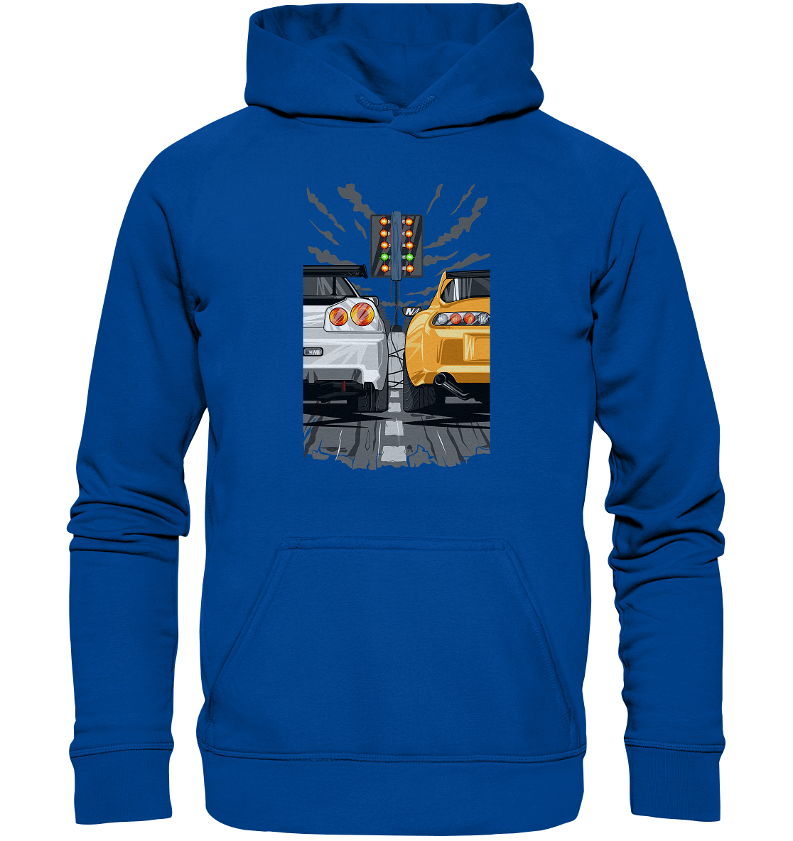 Skyline R34 vs Supra MKIV Drag - Basic Unisex Hoodie - MotoMerch.de