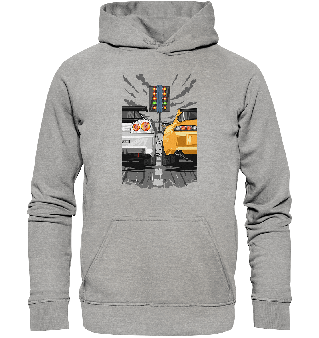 Skyline R34 vs Supra MKIV Drag - Basic Unisex Hoodie - MotoMerch.de