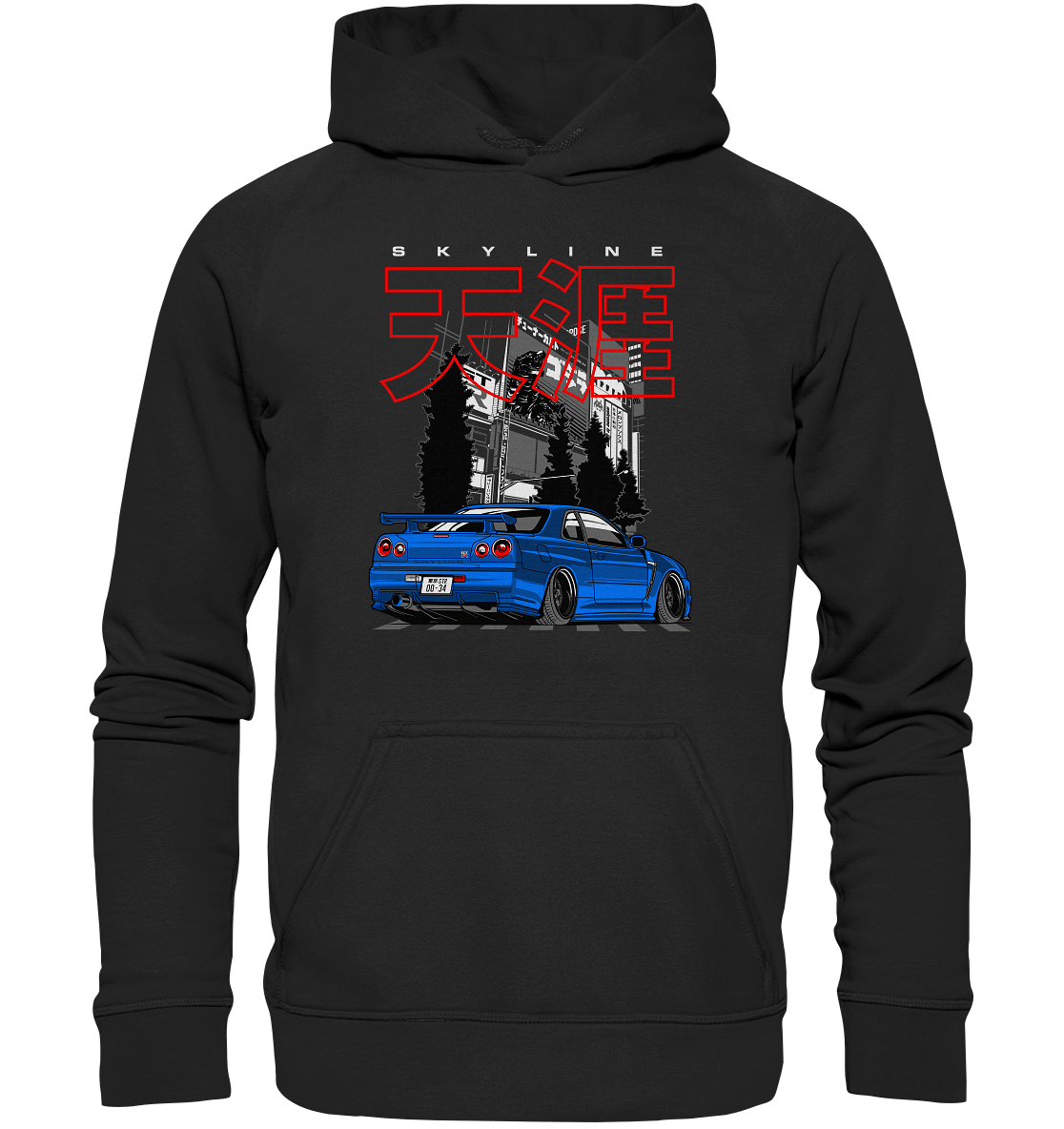 Stanced Skyline R34 GT-R - Basic Unisex Hoodie XL - MotoMerch.de