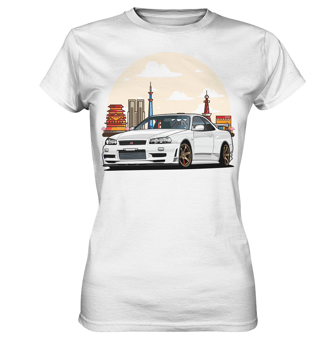 White R34 GTR - Ladies Premium Shirt - MotoMerch.de