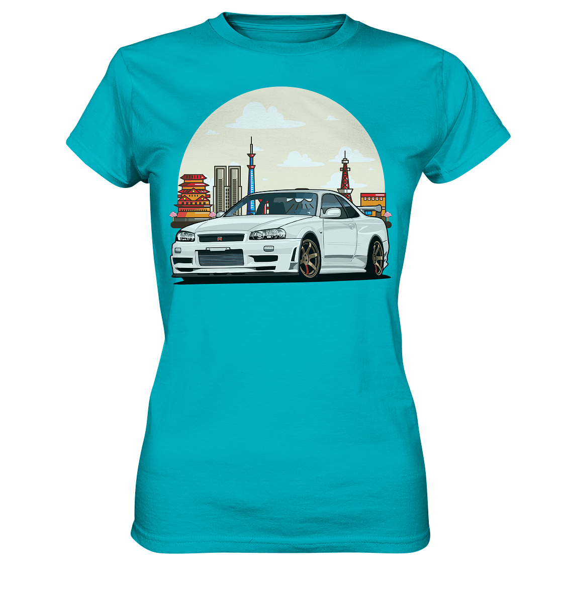 White R34 GTR - Ladies Premium Shirt - MotoMerch.de