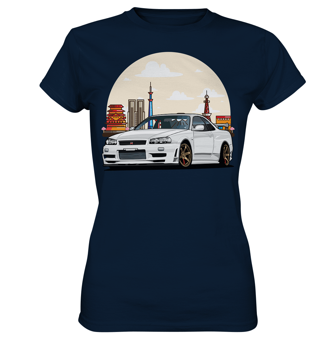 White R34 GTR - Ladies Premium Shirt - MotoMerch.de