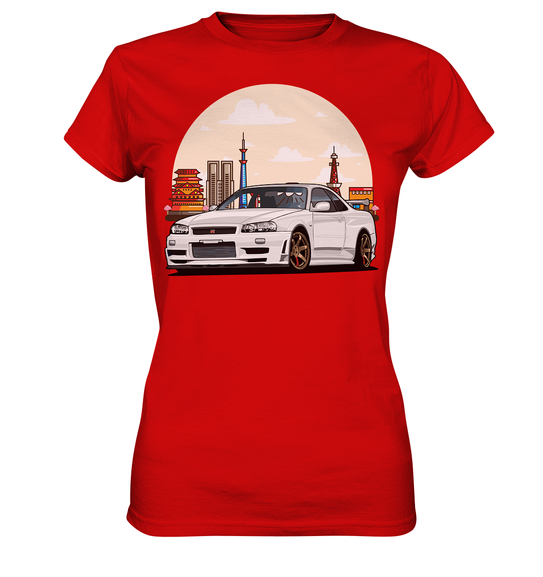 White R34 GTR - Ladies Premium Shirt - MotoMerch.de