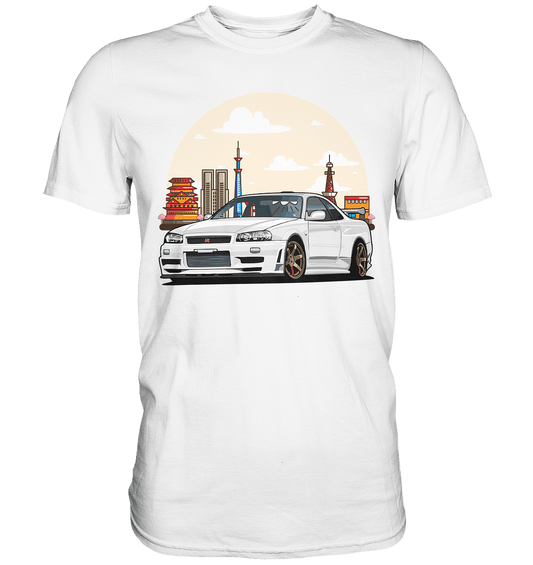 White R34 GTR - Premium Shirt - MotoMerch.de